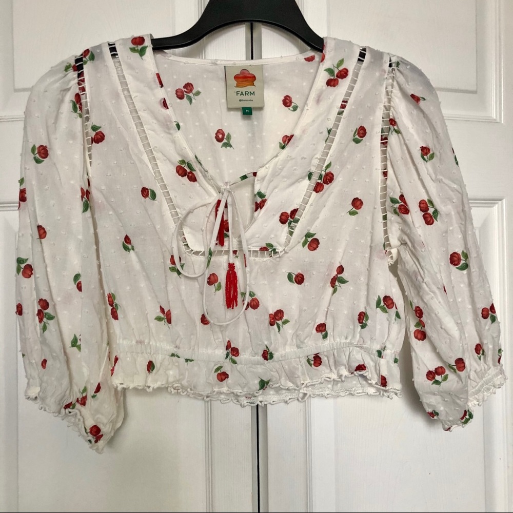 Farm Rio Mini Pitanga Tie Neck Blouse